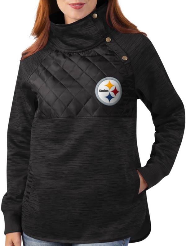 G-III for Her Pittsburgh Steelers Asymmetrical Black Pullover Jacket