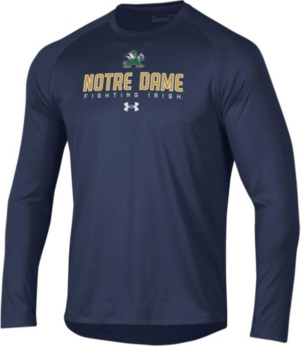 Under Armour Men's Notre Dame Fighting Irish Navy Long Sleeve Tech Performance T-Shirt