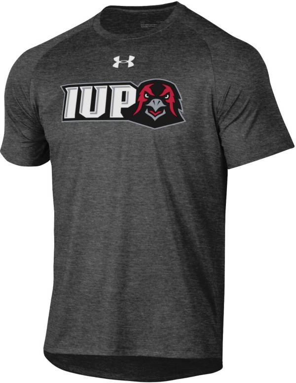 Under Armour Men's IUP Crimson Hawks Grey Tech Performance T-Shirt