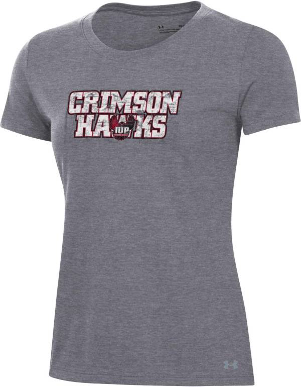 Under Armour Women's IUP Crimson Hawks Grey Performance Cotton T-Shirt