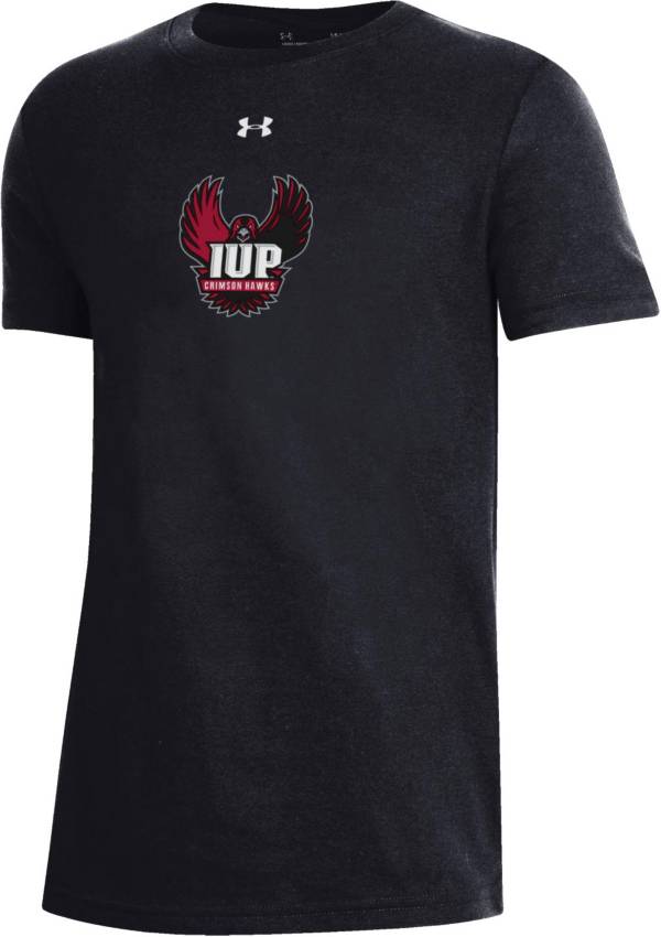 Under Armour Youth IUP Crimson Hawks Black Performance Cotton T-Shirt