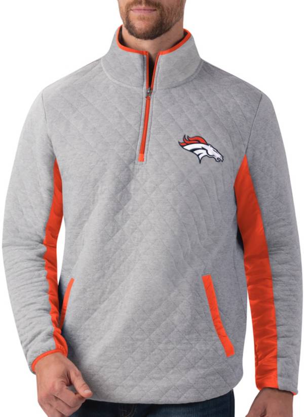 G-III Men's Denver Broncos Slugger Quilt Grey Half-Zip Pullover
