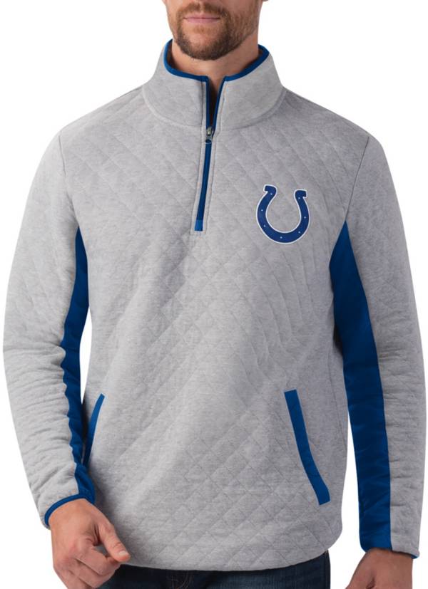 G-III Men's Indianapolis Colts Slugger Quilt Grey Half-Zip Pullover