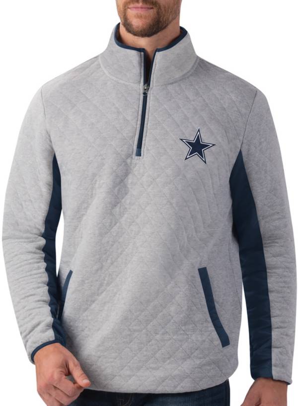 G-III Men's Dallas Cowboys Slugger Quilt Grey Half-Zip Pullover