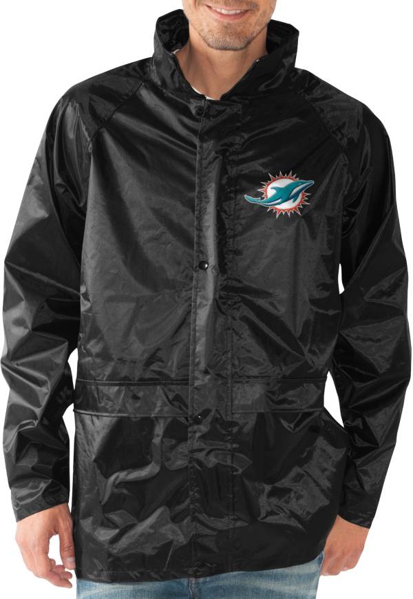 G-III Men's Miami Dolphins Full-Zip Hard Rain Black Jacket