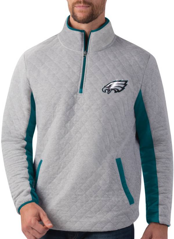 G-III Men's Philadelphia Eagles Slugger Quilt Grey Half-Zip Pullover