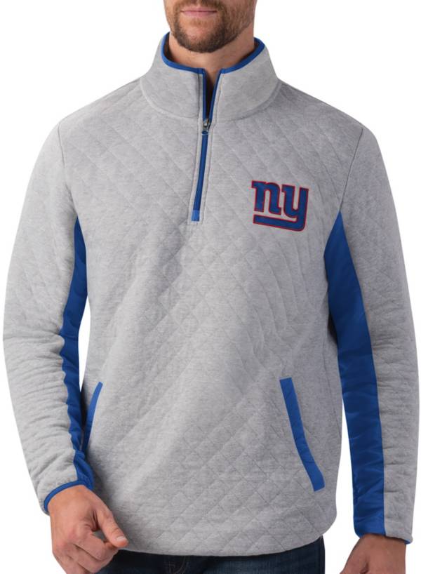G-III Men's New York Giants Slugger Quilt Grey Half-Zip Pullover