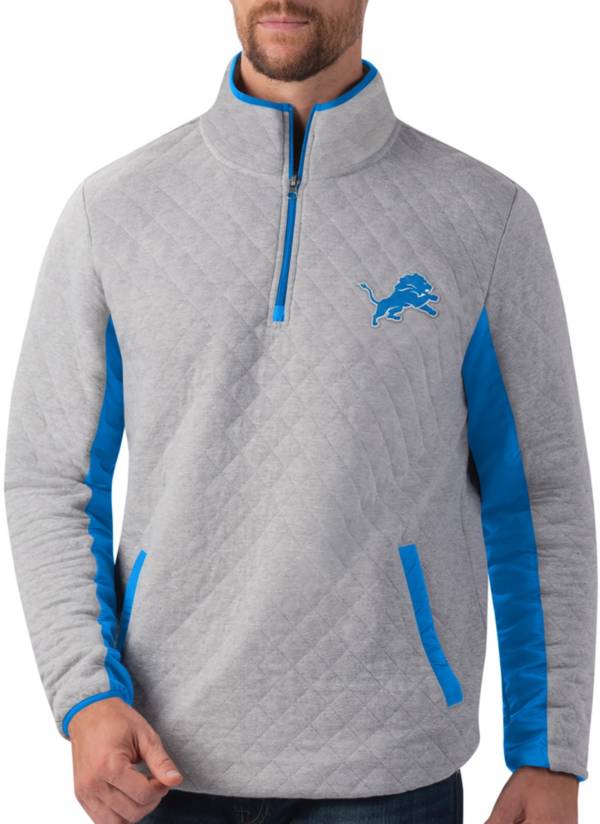 G-III Men's Detroit Lions Slugger Quilt Grey Half-Zip Pullover