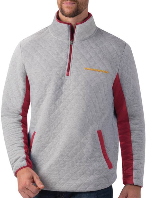 G-III Men's Washington Football Team Slugger Quilt Grey Half-Zip Pullover