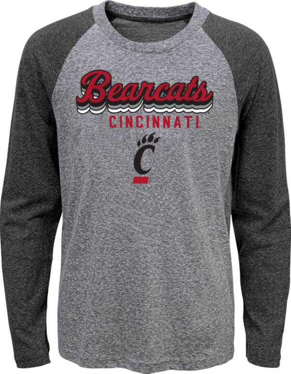 Gen2 Youth Cincinnati Bearcats Grey Script Tri-Blend Raglan Long Sleeve T-Shirt