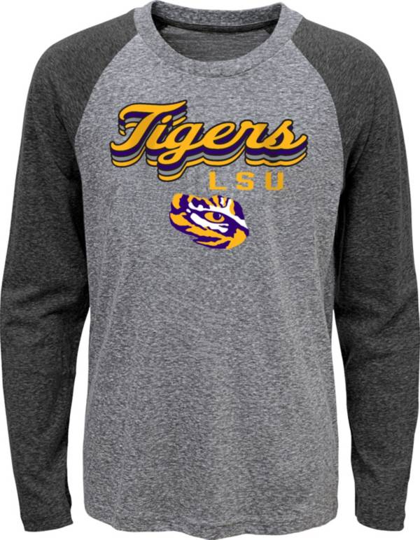 Gen2 Youth LSU Tigers Grey Script Tri-Blend Raglan Long Sleeve T-Shirt