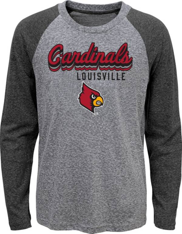 Gen2 Youth Louisville Cardinals Grey Script Tri-Blend Raglan Long Sleeve T-Shirt product image