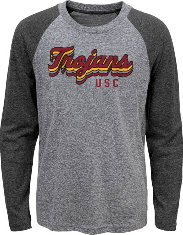 Gen2 Youth USC Trojans Grey Script Tri-Blend Raglan Long Sleeve T-Shirt