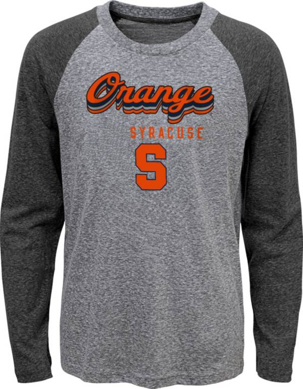 Gen2 Youth Syracuse Orange Grey Script Tri-Blend Raglan Long Sleeve T-Shirt