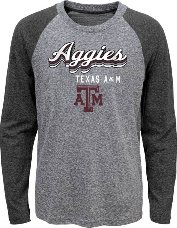Gen2 Youth Texas A&M Aggies Grey Script Tri-Blend Raglan Long Sleeve T-Shirt