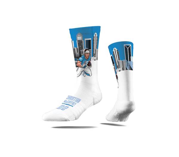 Strideline Carolina Panthers Christian McCaffrey Superhero Socks