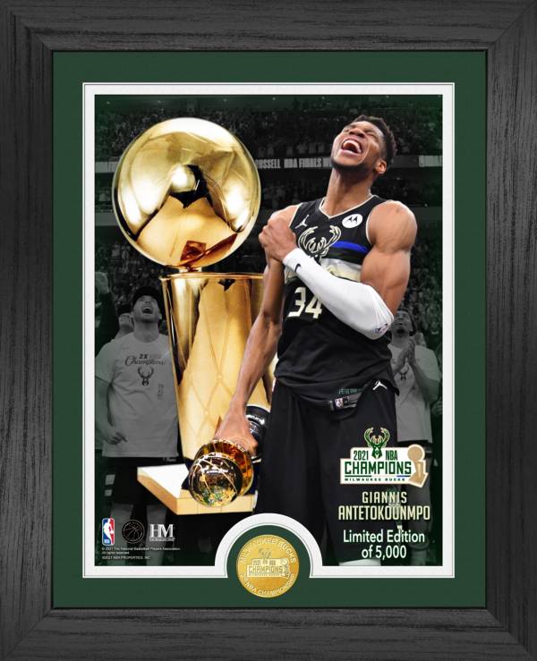 Highland Mint 2021 NBA Champions Milwaukee Bucks Giannis Antetokounmpo Trophy Bronze Coin Photo Mint