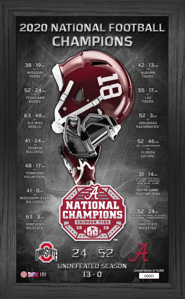 Highland Mint 2020 National Champions Alabama Crimson Tide Team Pride Photo Mint
