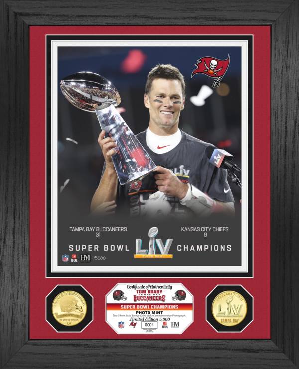 Highland Mint Super Bowl LV Champions Tampa Bay Buccaneers Tom Brady Trophy Bronze Coin Photo Mint