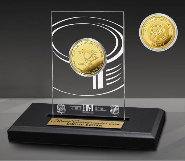 Highland Mint Pittsburgh Penguins 5-Time Champions Acrylic Gold Coin