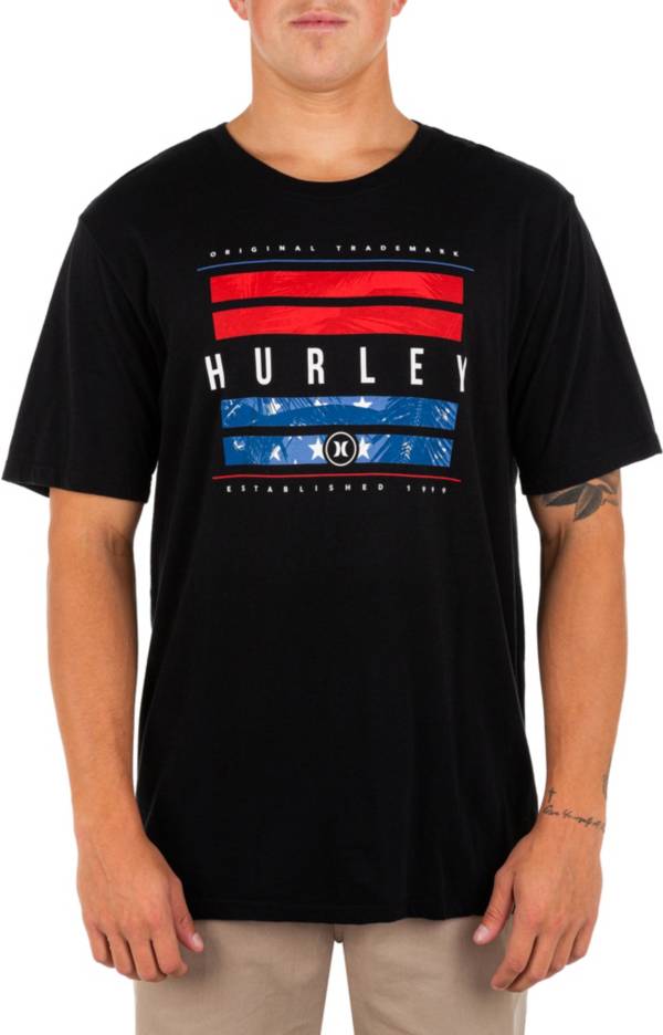 Hurley Men's Washed USA Bars Short Sleeve Shirt