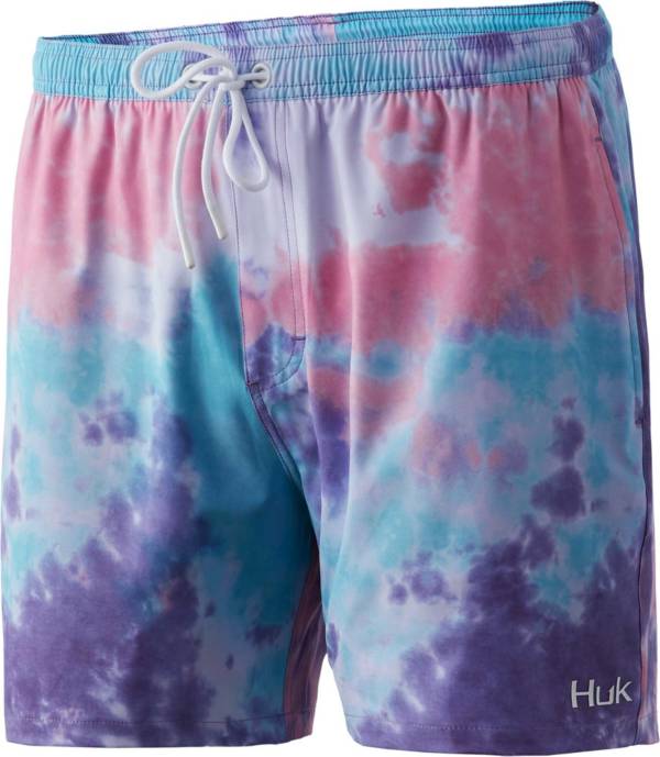 HUK Men's Tie Dye 5.5” Volley Swim Trunks