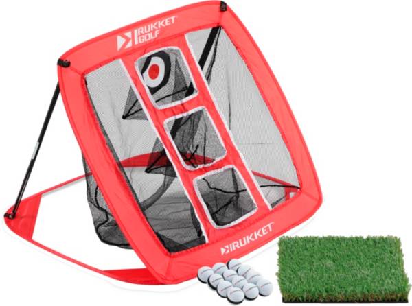 Rukket Chipping Net With Turf Mat & 12 Practice Balls