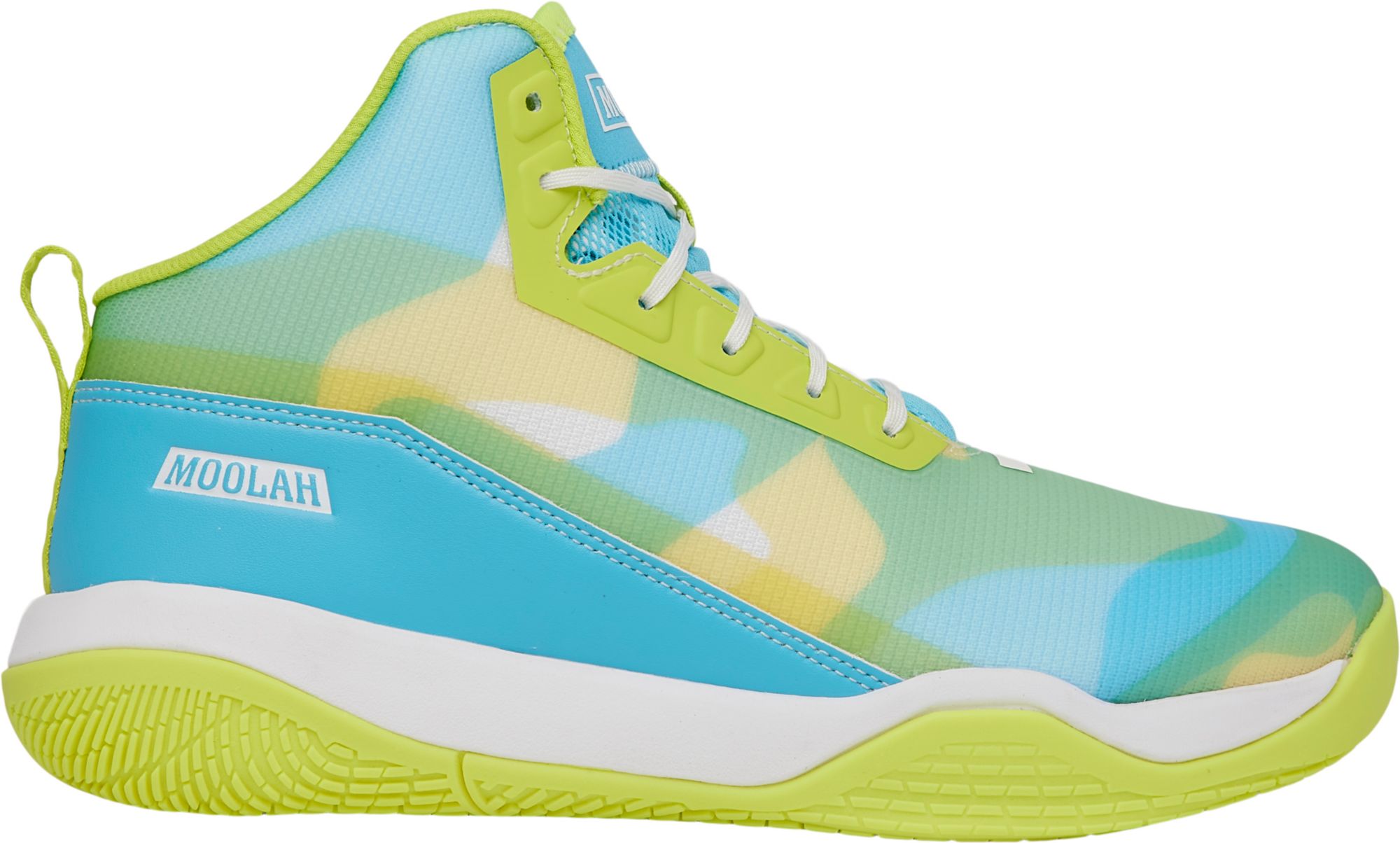 white and teal basketball shoes