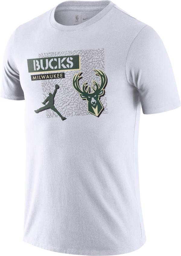 Jordan Men's Milwaukee Bucks White Dri-Fit T-Shirt
