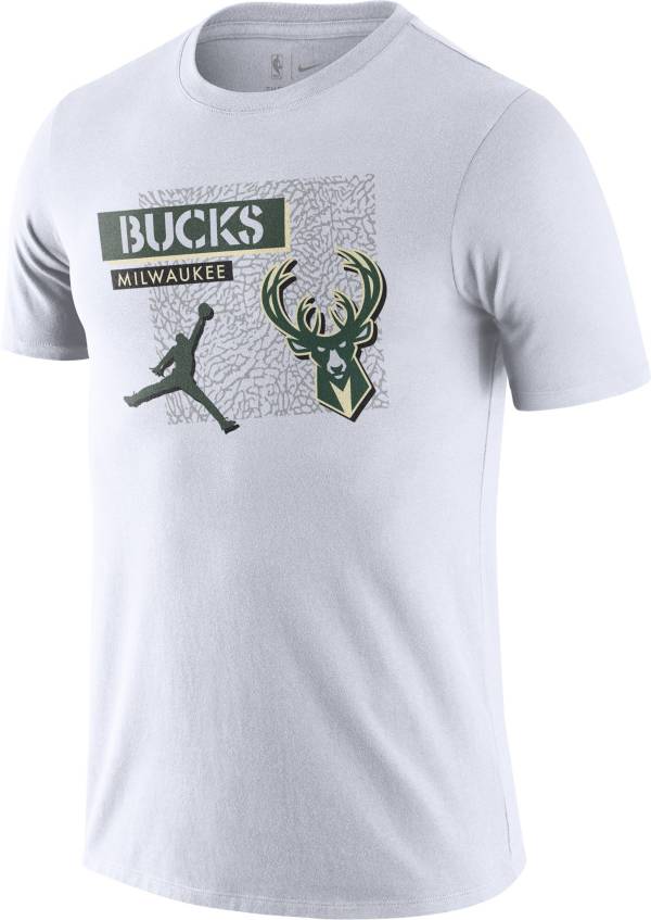 Jordan Men's Milwaukee Bucks White Dri-Fit T-Shirt product image