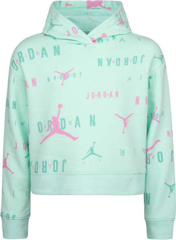 Jordan Girls' Allover Print Logo Hoodie