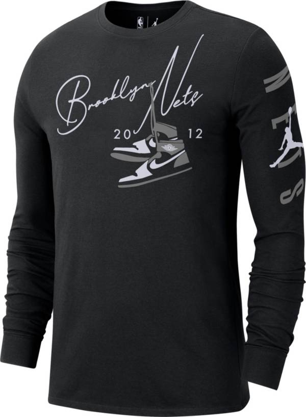 Jordan Men's Brooklyn Nets Black Long Sleeve T-Shirt product image