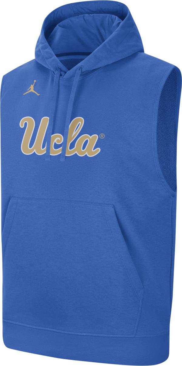 Jordan Men's UCLA Bruins True Blue Dri-FIT Football Sideline Sleeveless Hoodie