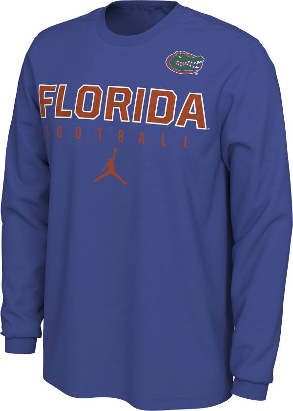 Jordan Men's Florida Gators Blue Cotton Football Long Sleeve T-Shirt