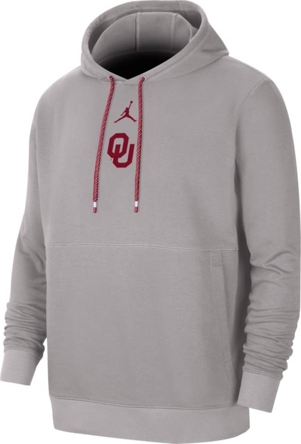 Jordan Men's Oklahoma Sooners Grey Club Fleece Pullover Hoodie