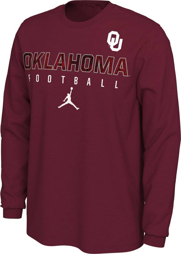 Jordan Men's Oklahoma Sooners Crimson Cotton Football Long Sleeve T-Shirt