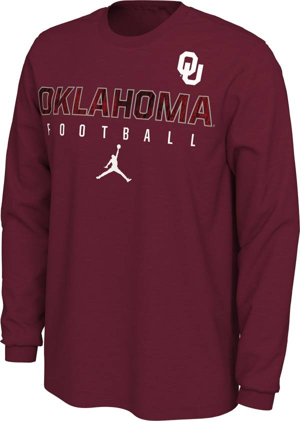 Jordan Men's Oklahoma Sooners Crimson Cotton Football Long Sleeve T-Shirt product image