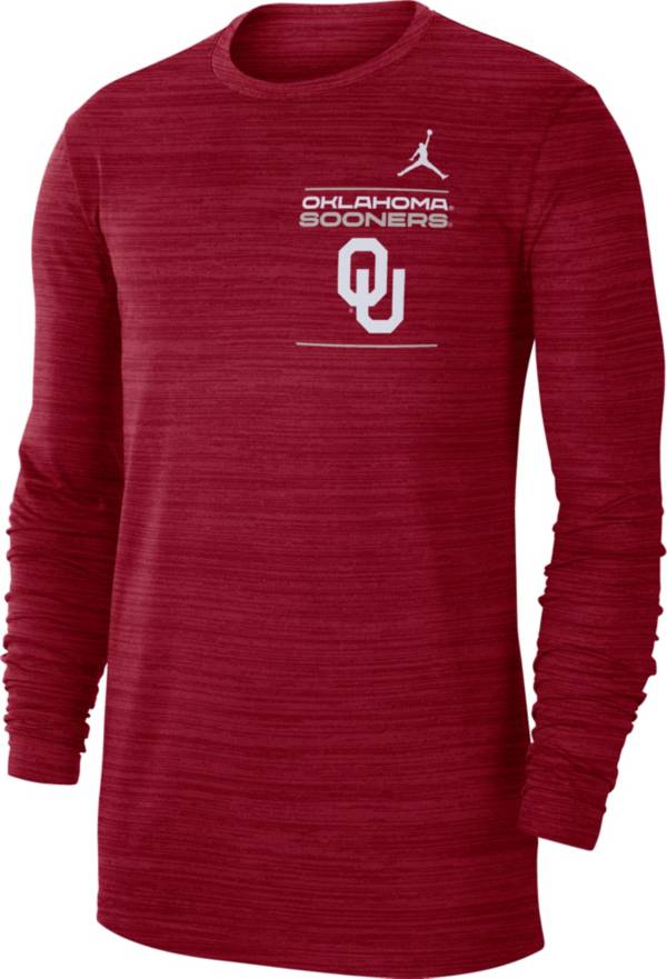 Jordan Men's Oklahoma Sooners Crimson Dri-FIT Velocity Football Sideline Long Sleeve T-Shirt