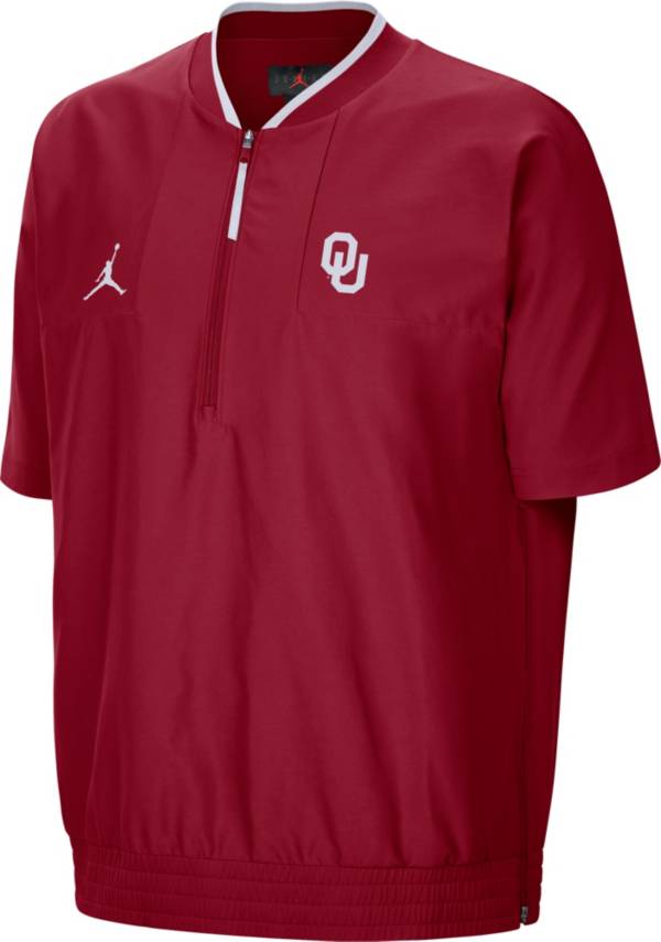 Jordan Men's Oklahoma Sooners Crimson Football Sideline Coach Short Sleeve Jacket