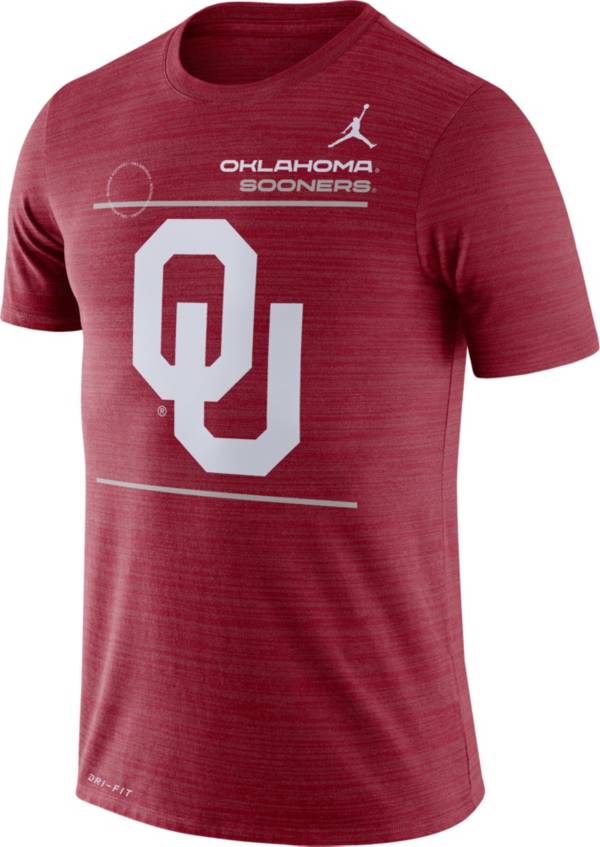 Jordan Men's Oklahoma Sooners Crimson Dri-FIT Velocity Football Sideline T-Shirt