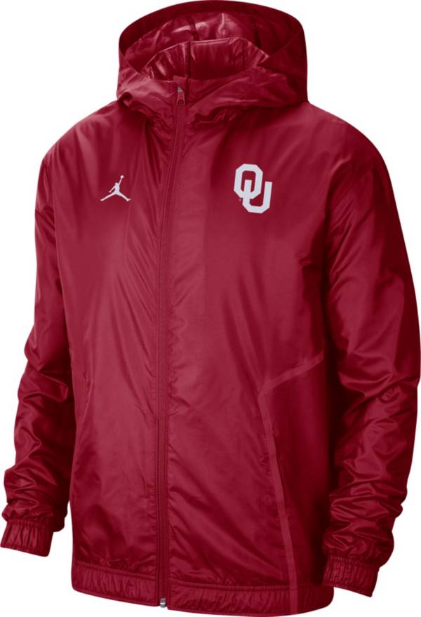 Jordan Men's Oklahoma Sooners Crimson Football Sideline Woven Full-Zip Jacket