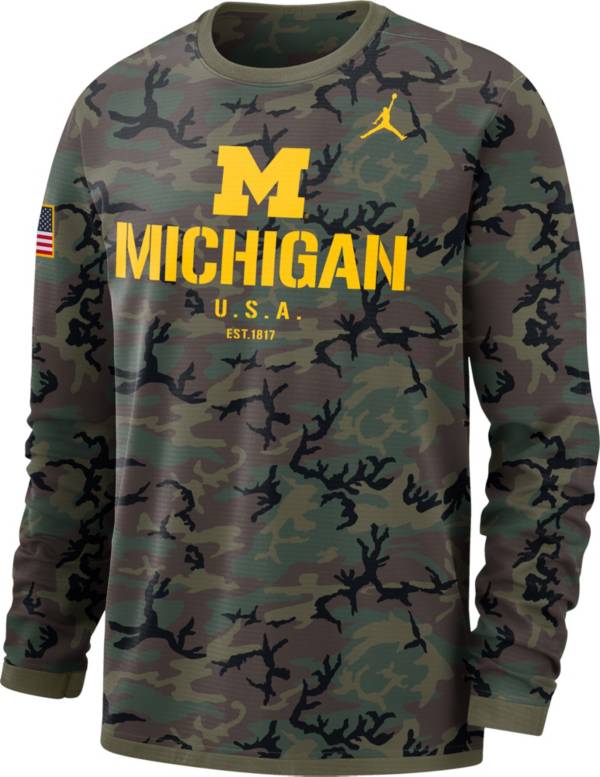 Jordan Men's Michigan Wolverines Camo Military Appreciation Long Sleeve T-Shirt