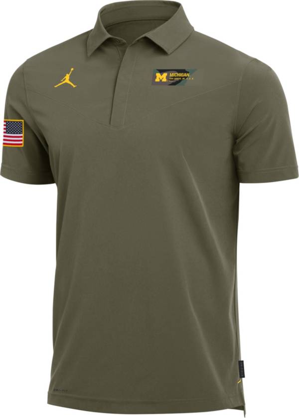 Jordan Men's Michigan Wolverines Green Military Appreciation UV Polo