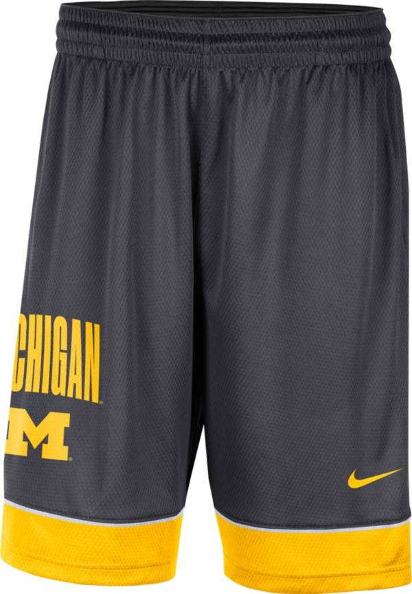 Nike Men's Michigan Wolverines Grey Dri-FIT Fast Break Shorts