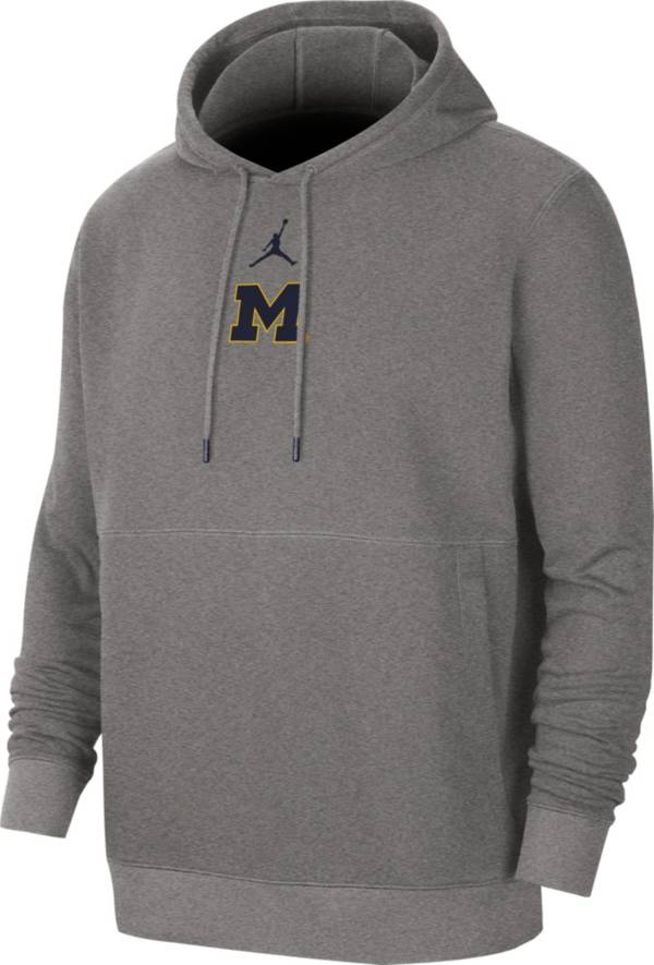 Jordan Men's Michigan Wolverines Grey Club Fleece Pullover Hoodie