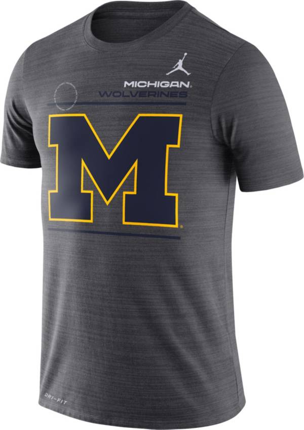 Jordan Men's Michigan Wolverines Grey Dri-FIT Velocity Football Sideline T-Shirt