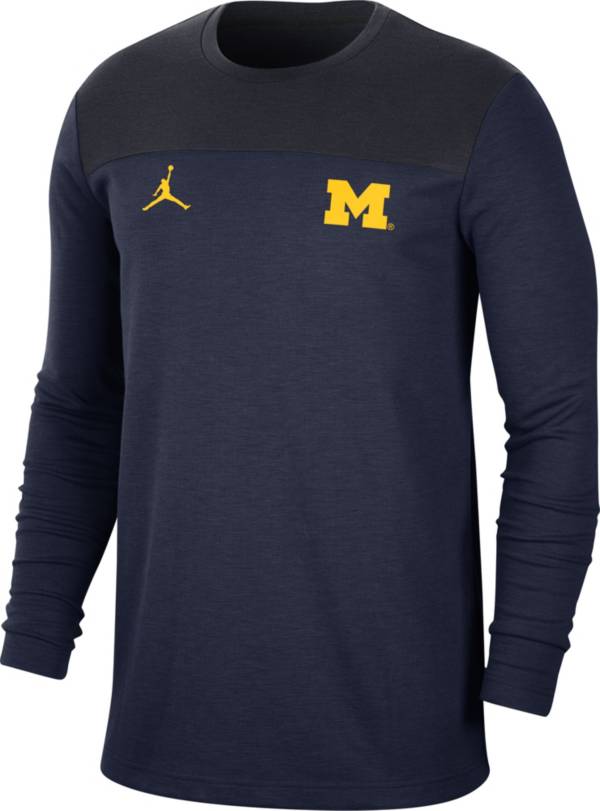 Jordan Men's Michigan Wolverines Blue Dri-FIT Football Team Issue Long Sleeve T-Shirt