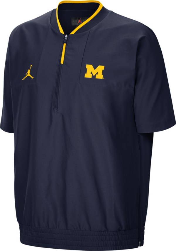 Jordan Men's Michigan Wolverines Blue Football Sideline Coach Short Sleeve Jacket