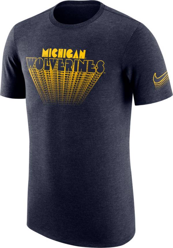 Nike Men's Michigan Wolverines Blue Tri-Blend T-Shirt