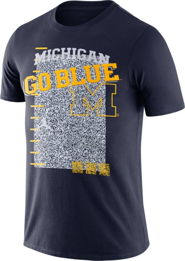 Jordan Men's Michigan Wolverines Blue Football Team Issue T-Shirt